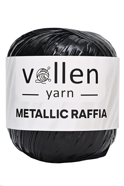 vollen yarn Premium Metallic Raffia, Σχοινί καπέλου, Σχοινί βραδινής τσάντας, Σχοινί πολυεστέρα, Ασημί μεταλλικό σχοινί, μαύρο