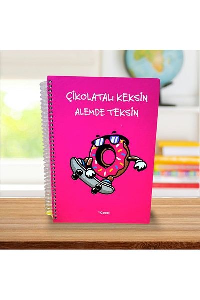 ÇİLEKHOMEAVM دفتر ملاحظات مدرسي منقوش بغطاء صلب من DONUT - للذكريات اليومية والجدول الزمني