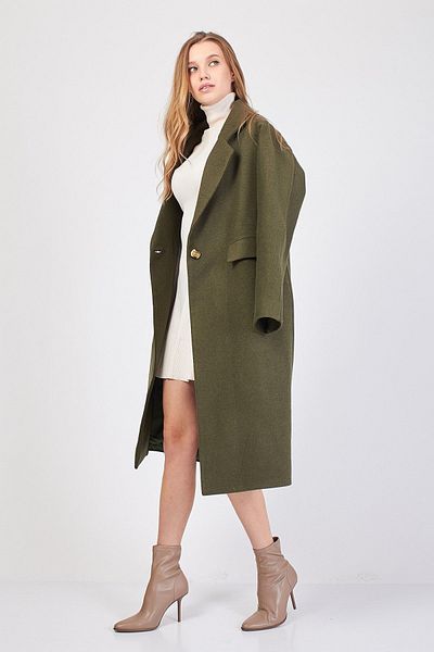 SevdeUgur Women's Green Long Lined Cashmere Coat / Collection