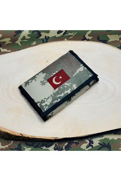 Forzacase Military Wallet - 4 Eyes with Internal Zipper, Velcro Closure, Neck Hanging, Türkiye Flag Pattern - Fc616
