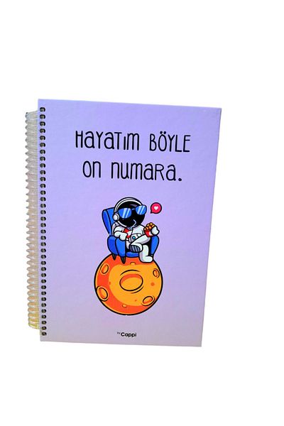 ÇİLEKHOMEAVM دفتر ملاحظات مدرسي ذو غطاء صلب لرائد الفضاء بلون أرجواني - مذكرة يومية ومفكرة جدول الأعمال