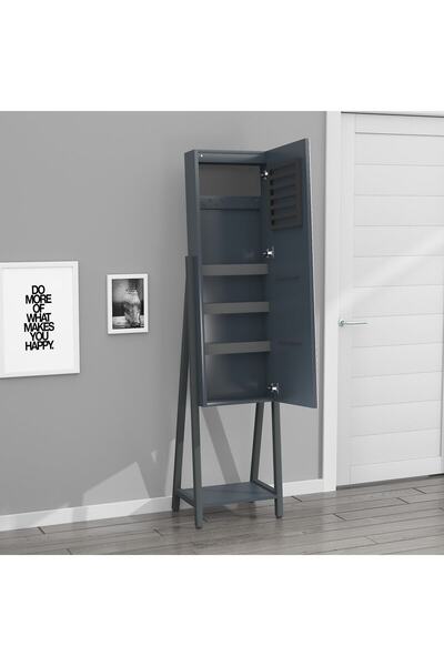 DECOBOX Eyfel Led Aydınlatmalı Boy Aynalı Takı Dolabı Sarı Işık