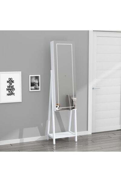 DECOBOX Led Aydınlatmalı Boy Aynalı Takı Dolabı