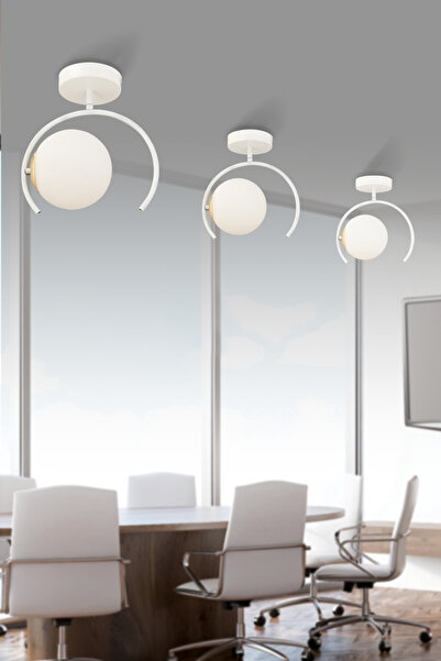 avimonaydınlatma ESSE BEYAZ GLOB CAMLI MODERN BEYAZ PLAFONYER HOL ANTRE