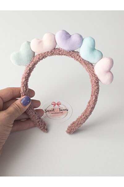 Sweet twins accessories Coroana de pluș cu inimă colorată Cadou Coroana pentr...