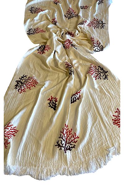 leillART Cream Colored Muslin Women's Peshtemal - Beach and Sea Towel