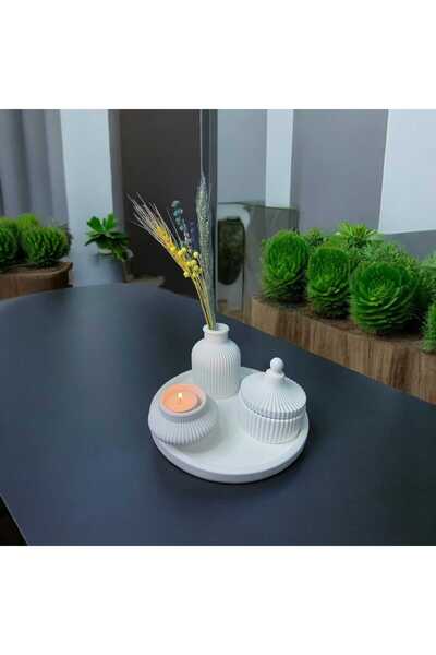 HKM Hobim Özel Tasarım Vazo Oval Tepsi Ve Dekorasyon Seti gift hediyelik