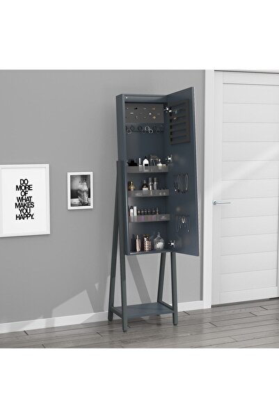 DECOBOX Eyfel Led Aydınlatmalı Boy Aynalı Takı Dolabı Beyaz Işık