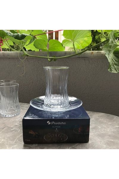 Paşabahçe Elysia 12 Piece Tea Set. (6 Tea Cups-6 Tea Saucers.