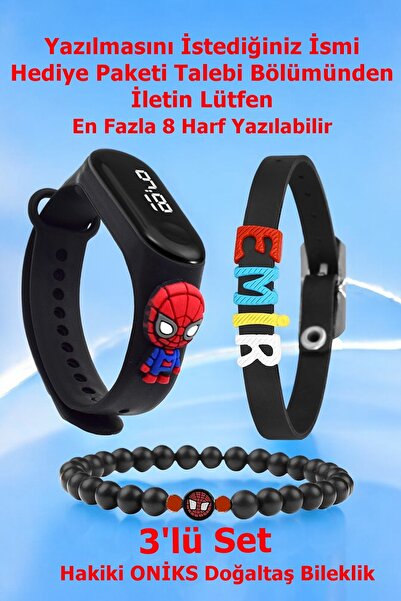 Ct 3'lü Set Örümcek Adam Benzer Figürlü Led Çocuk Saati - Oniks Doğaltaş Bile...