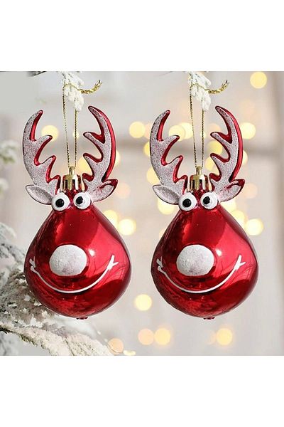Yenigeldi 2 Pieces Rhine Deer Shaped Christmas Tree Ball Party Birthday Tree Decorations