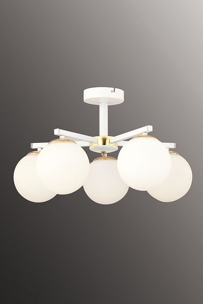 avimonaydınlatma مجموعة أحذية Lamela White Globe Glass الحديثة المكونة من 5 قطع - غرفة المعيشة في غرفة المعيشة
