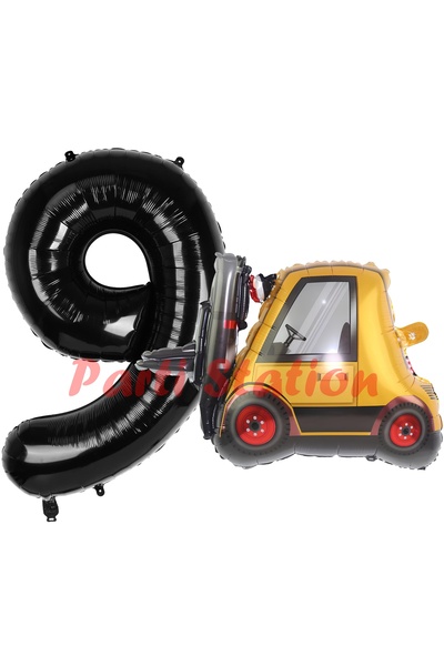 Parti Station Construction Forklift Truck and Balloon Set for 9 Year Old Birt...