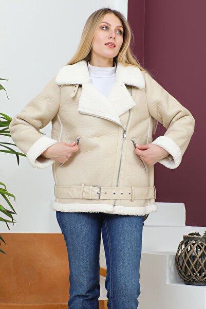 ONLY İÇİ KÜRKLÜ SUNİ DERİ BİKER CEKET KABAN