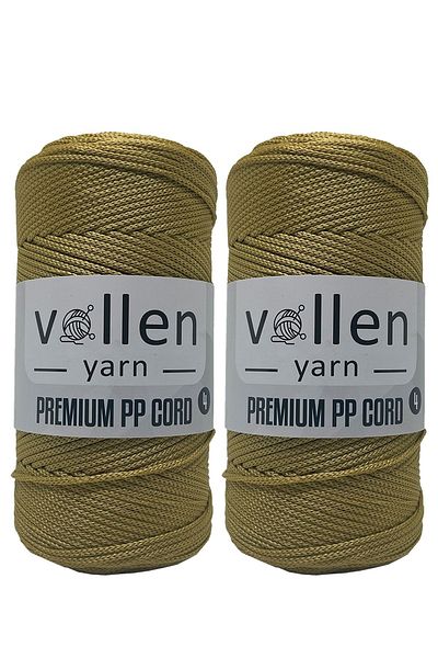 vollen yarn Premium Polyester Macrame Thread Set of 2 2mm, macrame thread, macrame, cupboard, bag string, golden yellow, 400gr,