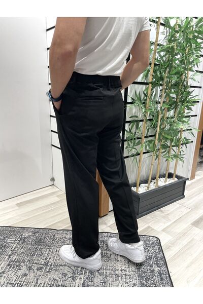 UTTBASİC Siyah Pileli Baggy Kumaş Pantolon