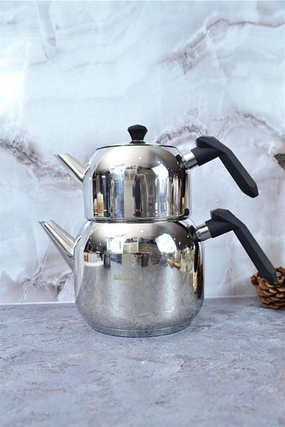 Amboss Medium Size Black Gray Stainless Steel Opal Teapot Set