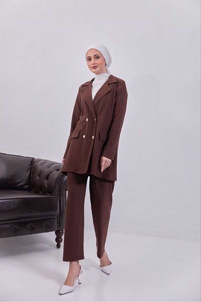nessiatesettür سترة نسائية مخططة من أسفل السراويل