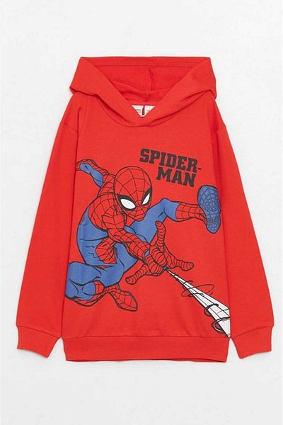 LC Waikiki Lcw Kids Cnr Lively Red Spiderman Printed Long Sleeve Boy's Sweatshirt