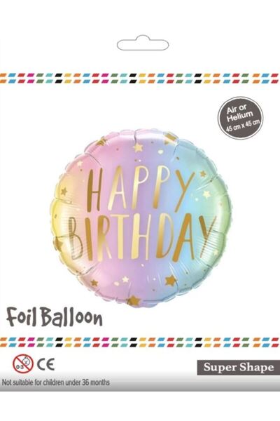 BEY AMBALAJ Happy Birrtday Concept Foil Balloon with Gold Detail 45X45Cm