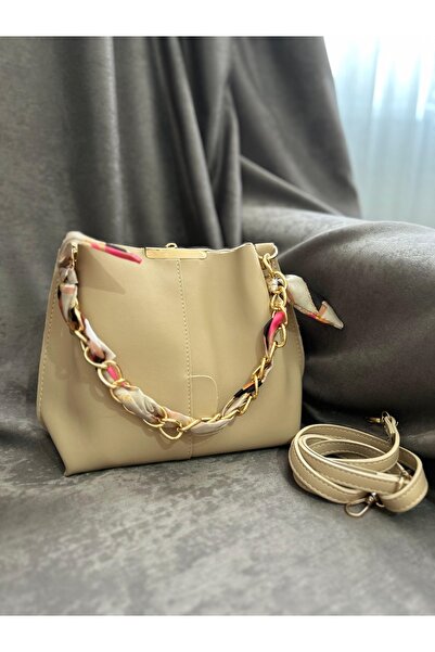 sinmm Geantă de damă bej - Geantă de umăr și de mână din piele moale, cu deta...