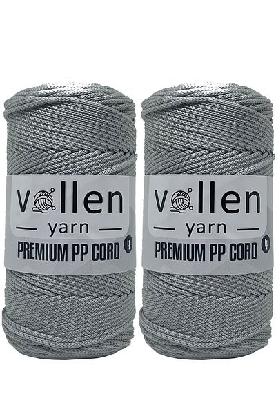vollen yarn Premium Polyester Macrame Twine Σετ 2 2mm, Macrame Twine, makrame, supla, bag Twine, ανοιχτό γκρι, 400 Gr, 460 Mt