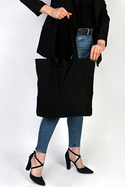 Pamusan Siyah Ham Katlanabilir Alışveriş Çantası