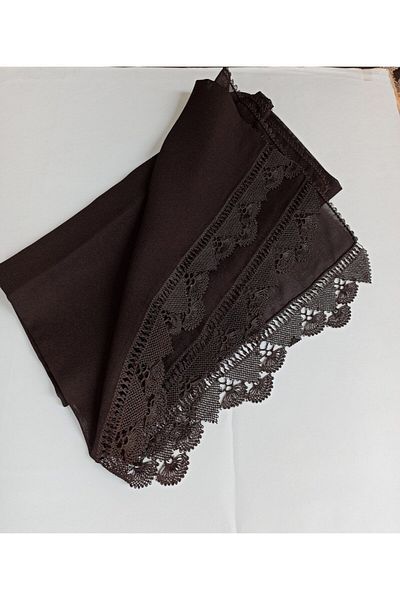 arzumçeyiz Handcrafted Needle Embroidery Mevlüt Headscarf (HEAVY WORK) 140 * 70 cm Size - Black
