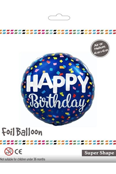 BEY AMBALAJ Happy Birrtday Concept Navy Blue Foil Balloon 45X45Cm