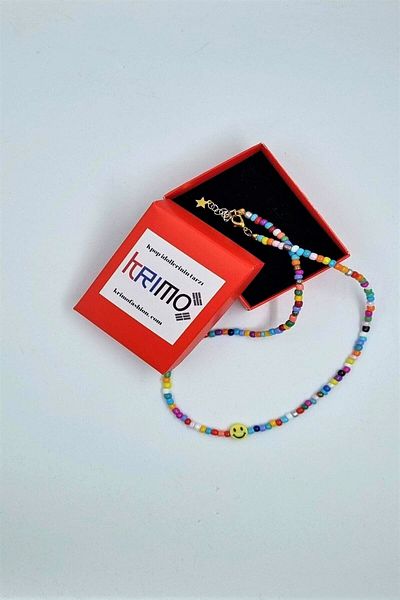 KRIMO Blackpink Jisoo - Smiling Face Multicolor Beaded Necklace