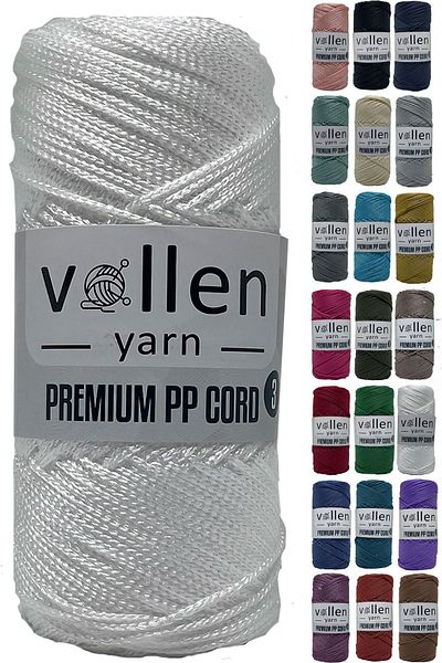 vollen yarn 600m Πολυεστερικό νήμα μακραμέ, νήμα Supla, νήμα τσάντας, νήμα βραχιολάκι, μακραμέ, λευκό 1,5mm-400gr