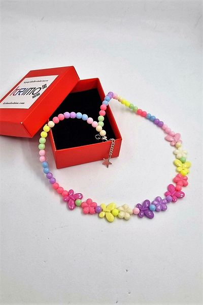 KRIMO Hyein Butterfly Flower Patterned Beaded Necklace - Kpop New Jeans