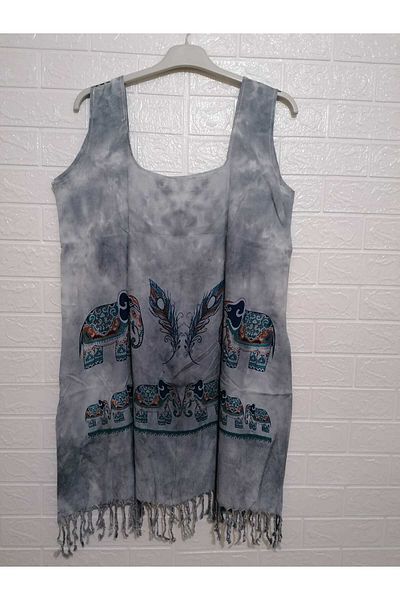 anne moda ankara 100% Βαμβακερό Χοντρό λουράκι Φούντα Pareo/Φόρεμα