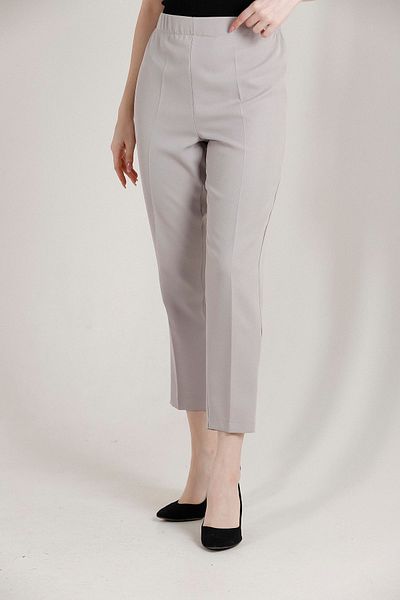 Balenbi 1004 Model Gray High Waist Lycra Women's Trousers - Oversize Carrot Leg