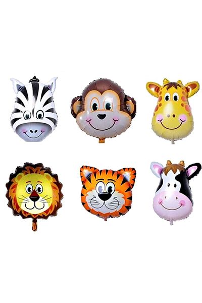 Parti Station Set of 6 Green Numbers Safari Animals Balloons for 3 Year Old Birthday