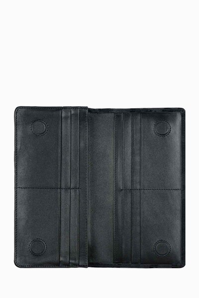 DAMY Genuine Leather Men's Wallet - with Phone Compartment and Card Holder, KMS Black K804