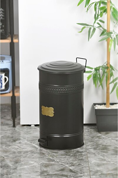 Yıldıray Metal Siyah Pedallı Çöp Kovası 30 lt