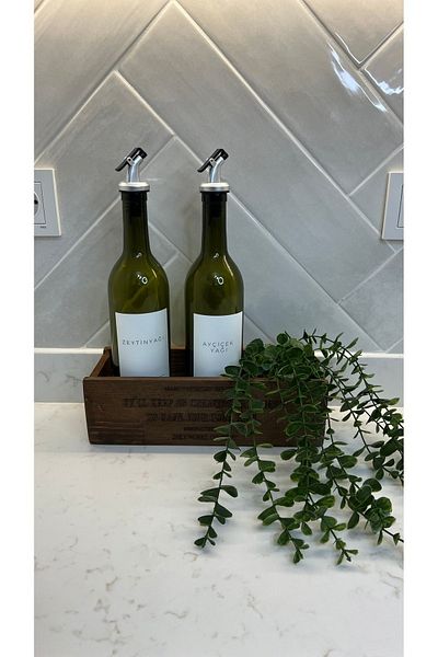 may home design 2-Piece Oil Pot with Label/Decorative Wooden Box/Artificial Eucalyptus Flower