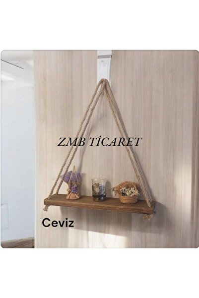 ZMB 35 cm halatlı raf dekoratif kitaplık raf