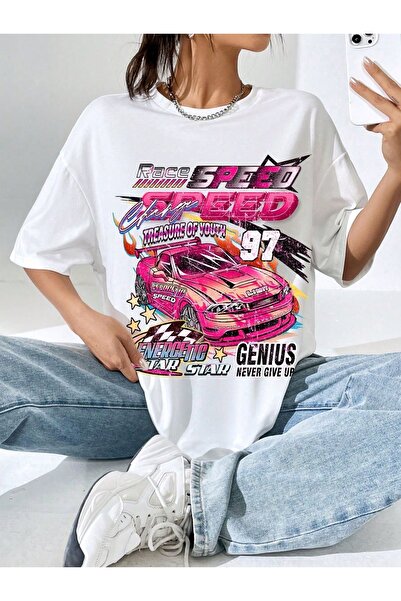 Jose Clothing Tricou oversize imprimat din bumbac organic