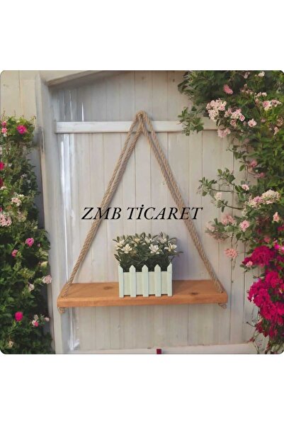 ZMB 35 cm halatlı raf dekoratif kitaplık raf