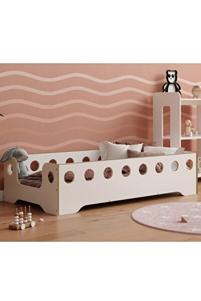 MFG AHŞAP Montessori Beyaz Mdf Çocuk Ve Bebek Odası Karyolası - Modern Tasarım