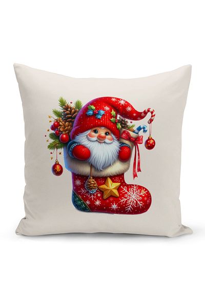 Bertille Home Πρωτοχρονιάτικη Σειρά Διπλής Όψης Ψηφιακή Εκτύπωση Μαξιλαροθήκη Ριχτάρι (Χριστουγεννιάτικο Χριστουγεννιάτικο κάλυμμα μαξιλαριού)