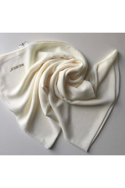 Sedef وشاح مربع من الشيفون بلون كريمي - 140x140