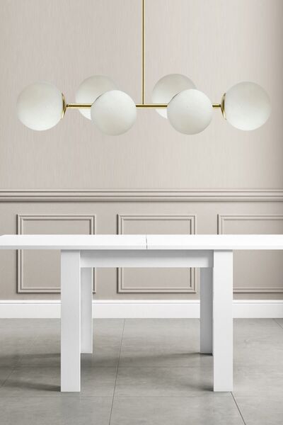 Ömür Avize Diego Modern Masaüstü Gold Kasa Beyaz Kapalı Camlı Altılı Avize