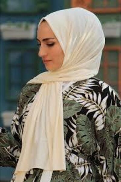 Sedef شال قطني ممشط بلون كريمي - 70x200