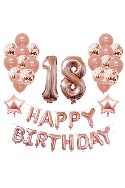 parti sürprizi 18 Yaş Happy Bırhday Folyo Balon Set
