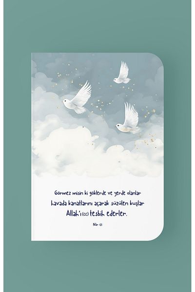 Dava Adamı Yayınları Mini Notebook - Birds That Flow up with Wings in the Air, Prayer Beads Allah