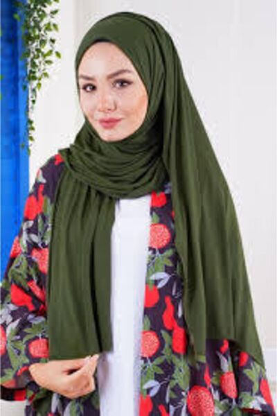 Sedef شال قطني ممشط باللون الأخضر الكاكي - 70x200