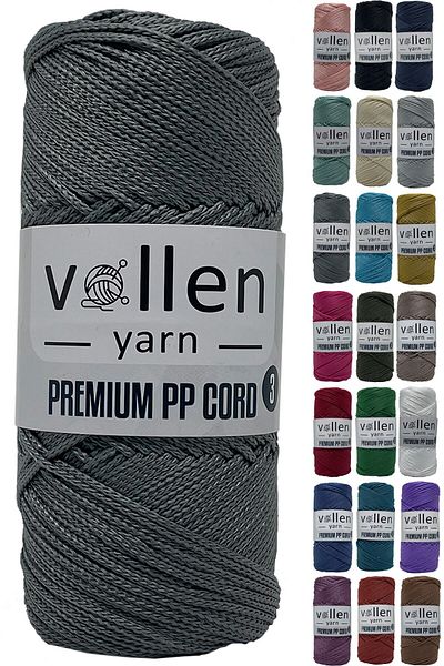 vollen yarn 600m Πολυεστερικό νήμα μακραμέ, νήμα Supla, νήμα τσάντας, νήμα βραχιολάκι, μακραμέ, γκρι 1,5mm-400gr